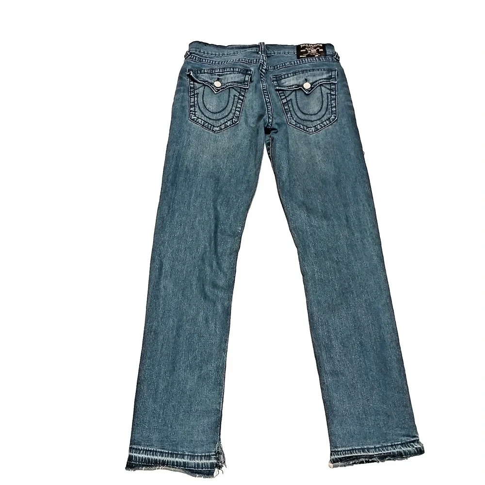 True Religion Jeno Jeans‎ Men 34 Blue Wash Relaxed Slim Stretch Straight Whisker